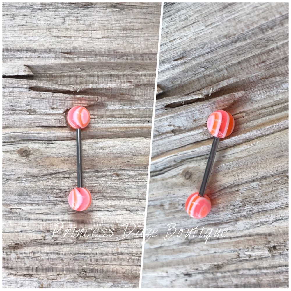 Pink & Orange Swirl Tongue Ring